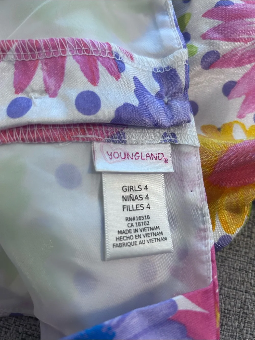 Youngland Girls Floral Sunburst Dress with Purple Sash Size 4
